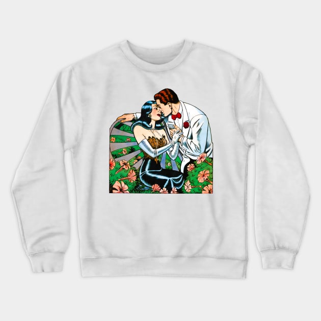 Love Kiss of Elegant and Classic Couple Diary Valentines Day Retro Vintage Comic Book Crewneck Sweatshirt by REVISTANGO